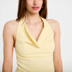 Top ajust&eacute; sans manches col b&eacute;nitier jaune pastel femme