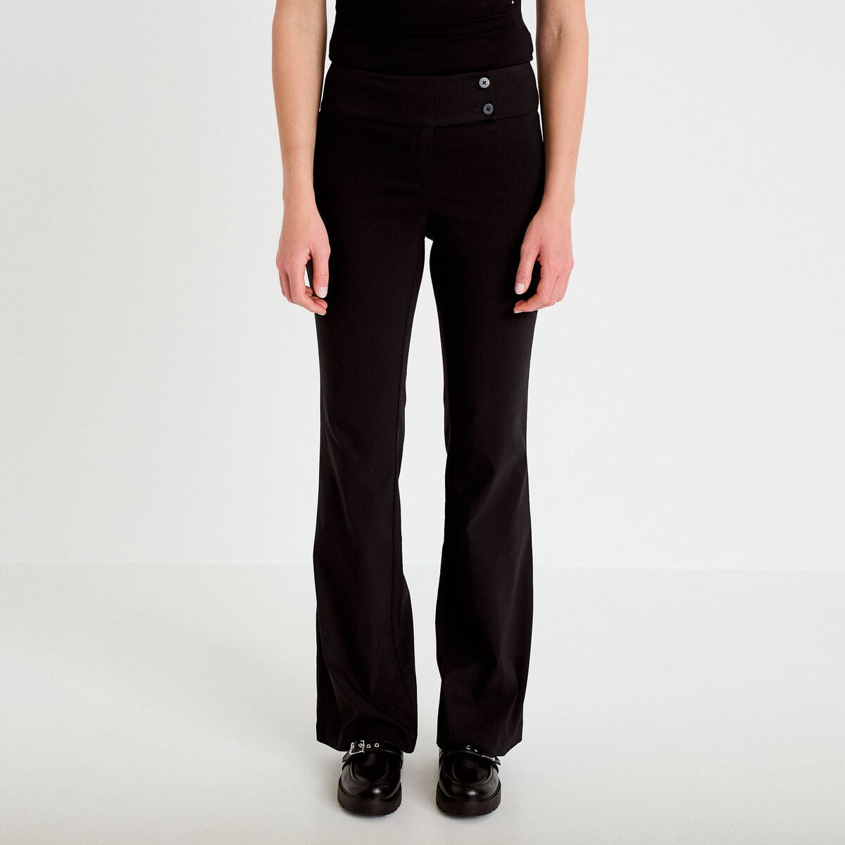 Pantalon bootcut taille basse noir femme