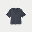 T-shirt col v manches courtes gris femme