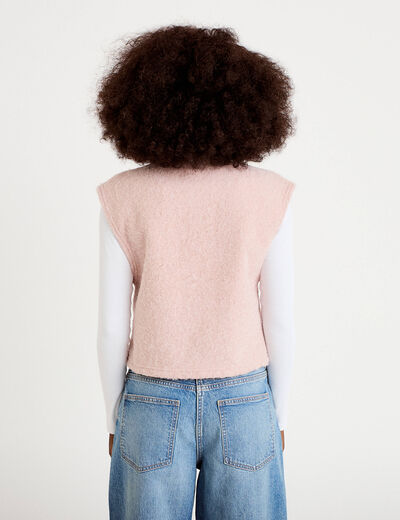 Gilet sans manches effet polaire rose clair femme