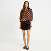 Chemise droite manches longues marron femme