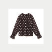Blouse droite voile manches longues marron fonc&eacute; femme