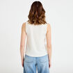Top sans manches col v ecru femme