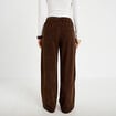 Pantalon bootcut taille standard velours marron fonc&eacute; femme
