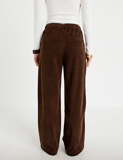 Pantalon bootcut taille standard velours marron fonc&eacute; femme