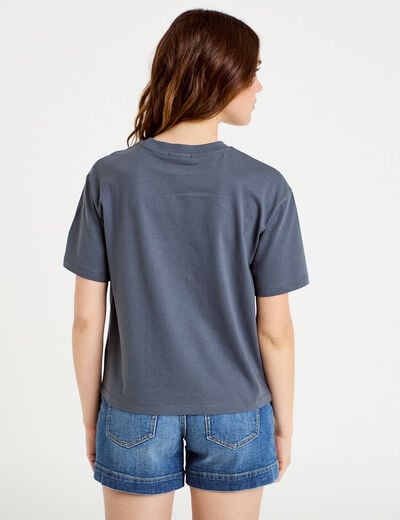 T-shirt col rond manches courtes gris femme