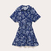 Robe courte &eacute;vas&eacute;e col chemise bleu marine femme