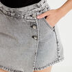 Jupe-short droite en jean denim gris femme
