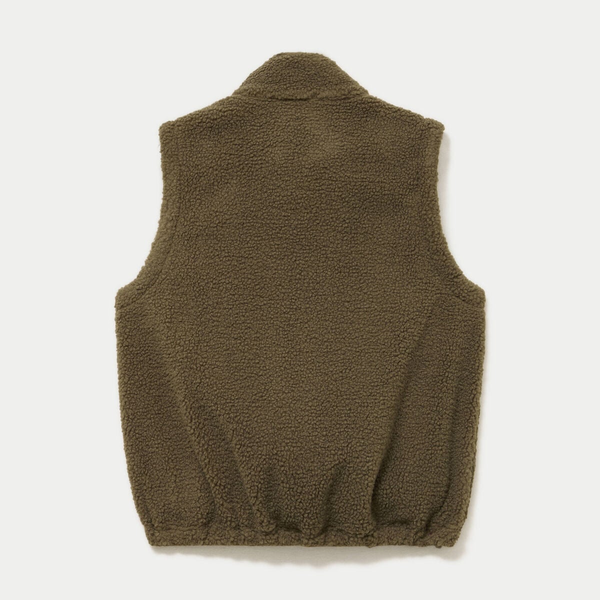 Veste sans manches col montant bouclette vert kaki femme