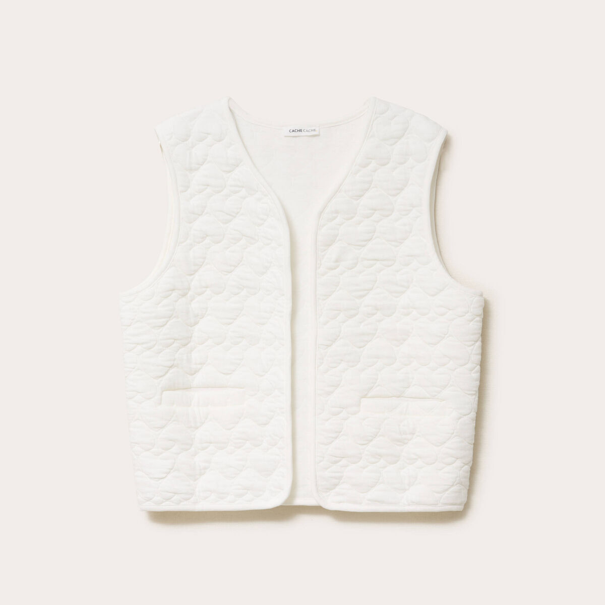 Gilet matelass&eacute; sans manches ecru femme