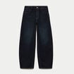 Jean barrel taille haute denim brut femme