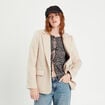 Veste blazer boutonn&eacute;e beige femme