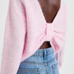 Pull col rond manches longues rose clair femme