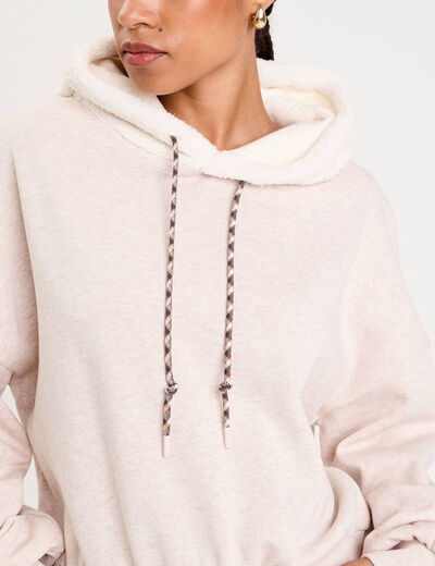 Sweat effet polaire fausse fourrure sable femme