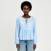 Blouse manches longues en cr&ecirc;pe blanc femme