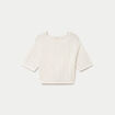 Pull ajour&eacute; aspect dentelle col rond ecru femme
