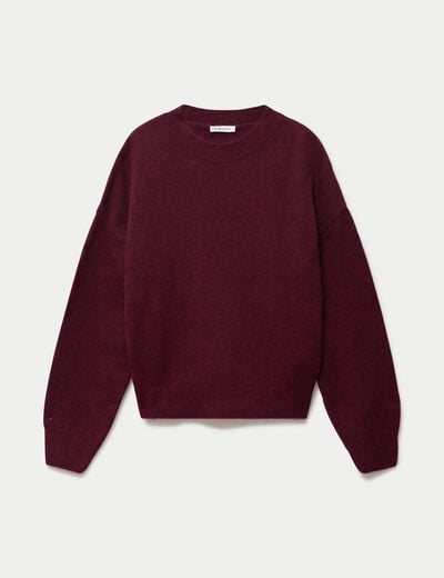 Pull col rond manches longues bordeaux femme