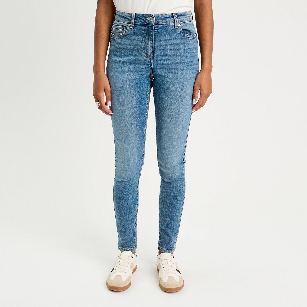 Jean skinny push-up taille standard denim double stone femme