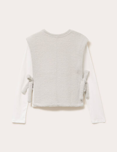 T-shirt pull sans manches 2-en-1 gris clair femme