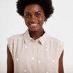 Blouse sans manches col classique marron femme