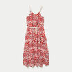 Robe longue &eacute;vas&eacute;e bretelles fines rouge femme