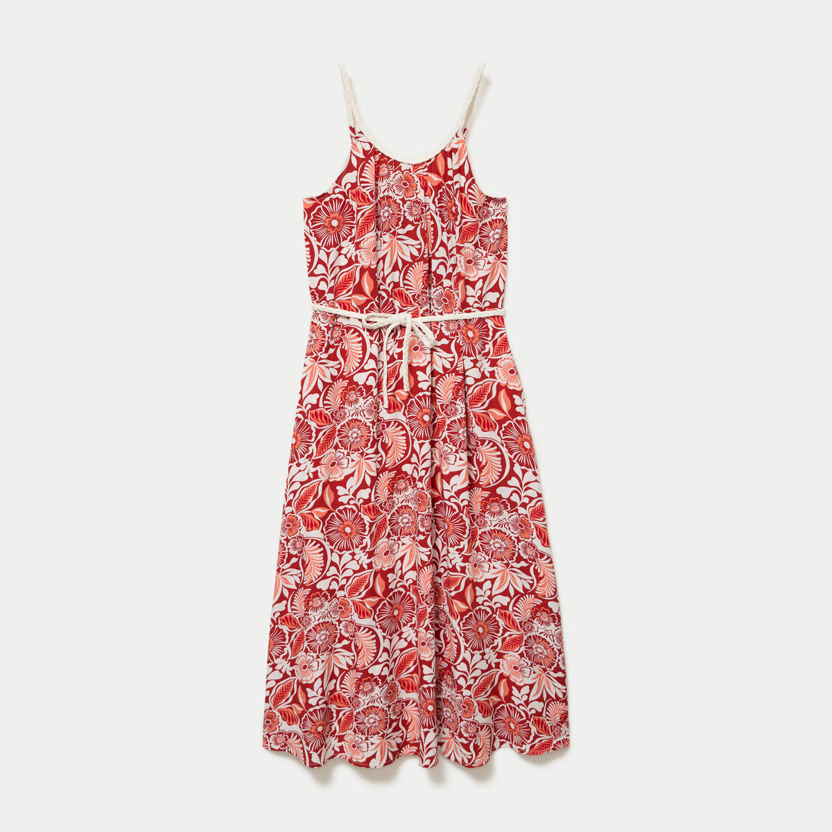 Robe longue &eacute;vas&eacute;e bretelles fines rouge femme