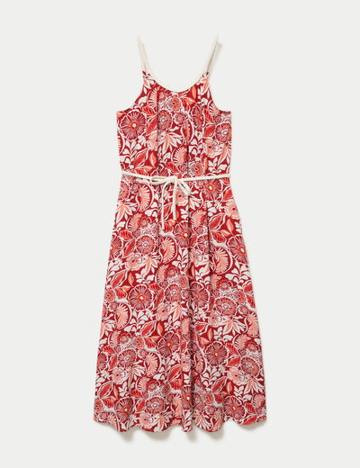 Robe longue &eacute;vas&eacute;e bretelles fines rouge femme