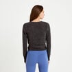 Cache-coeur droit manches longues gris fonc&eacute; femme