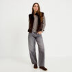 Veste r&eacute;versible sans manches marron fonc&eacute; femme