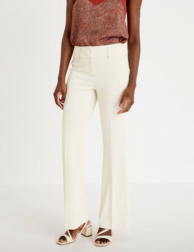 Pantalon bootcut taille standard ecru femme