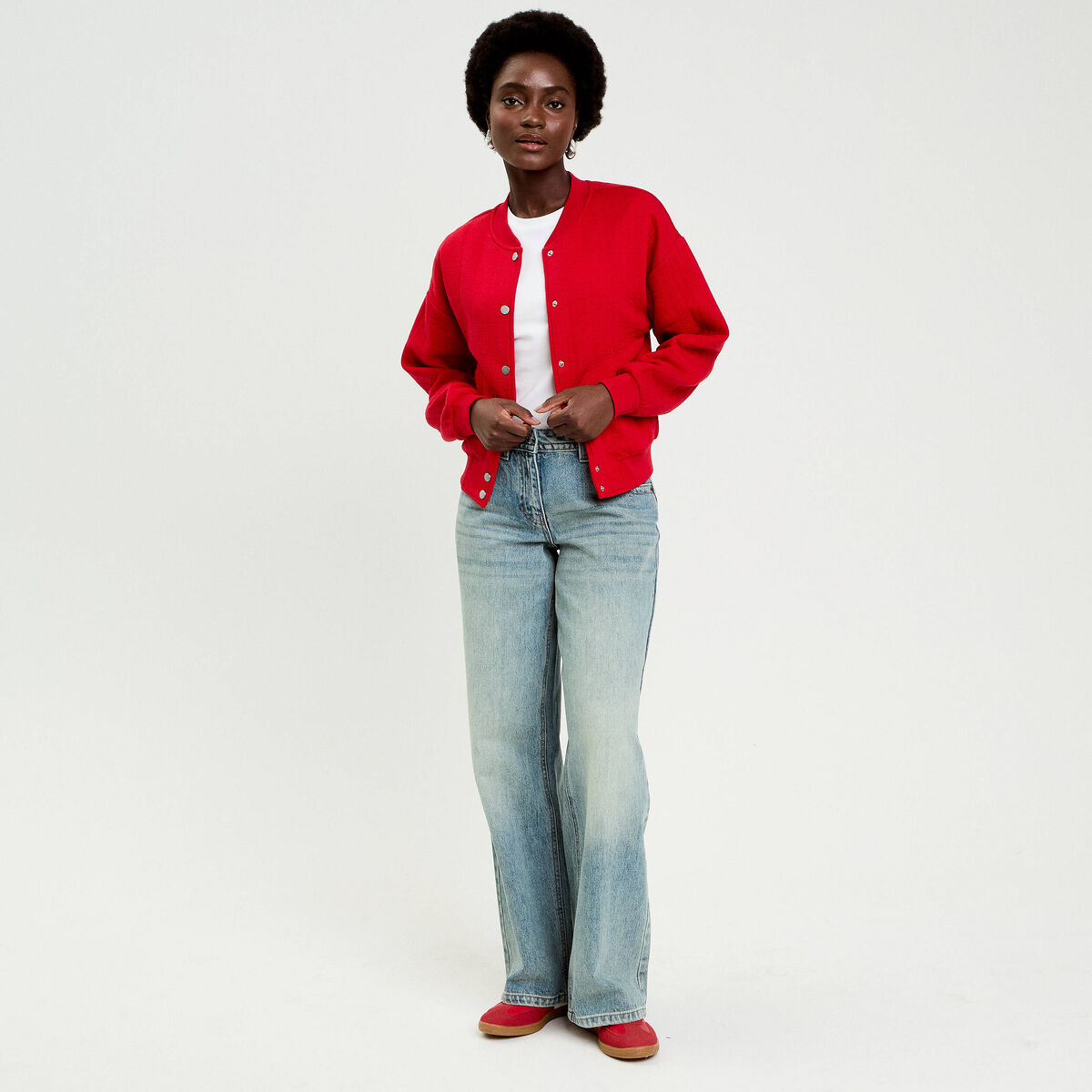 Veste manches longues rouge femme