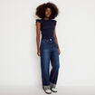 D&eacute;bardeur volants brod&eacute;s bleu marine femme