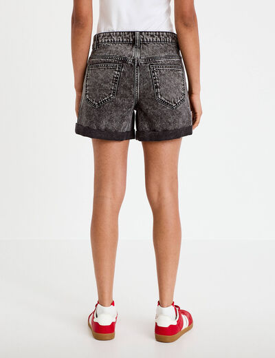 Short mom taille haute en jean denim noir femme