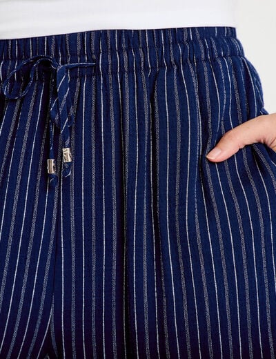 Pantalon large taille standard bleu femme