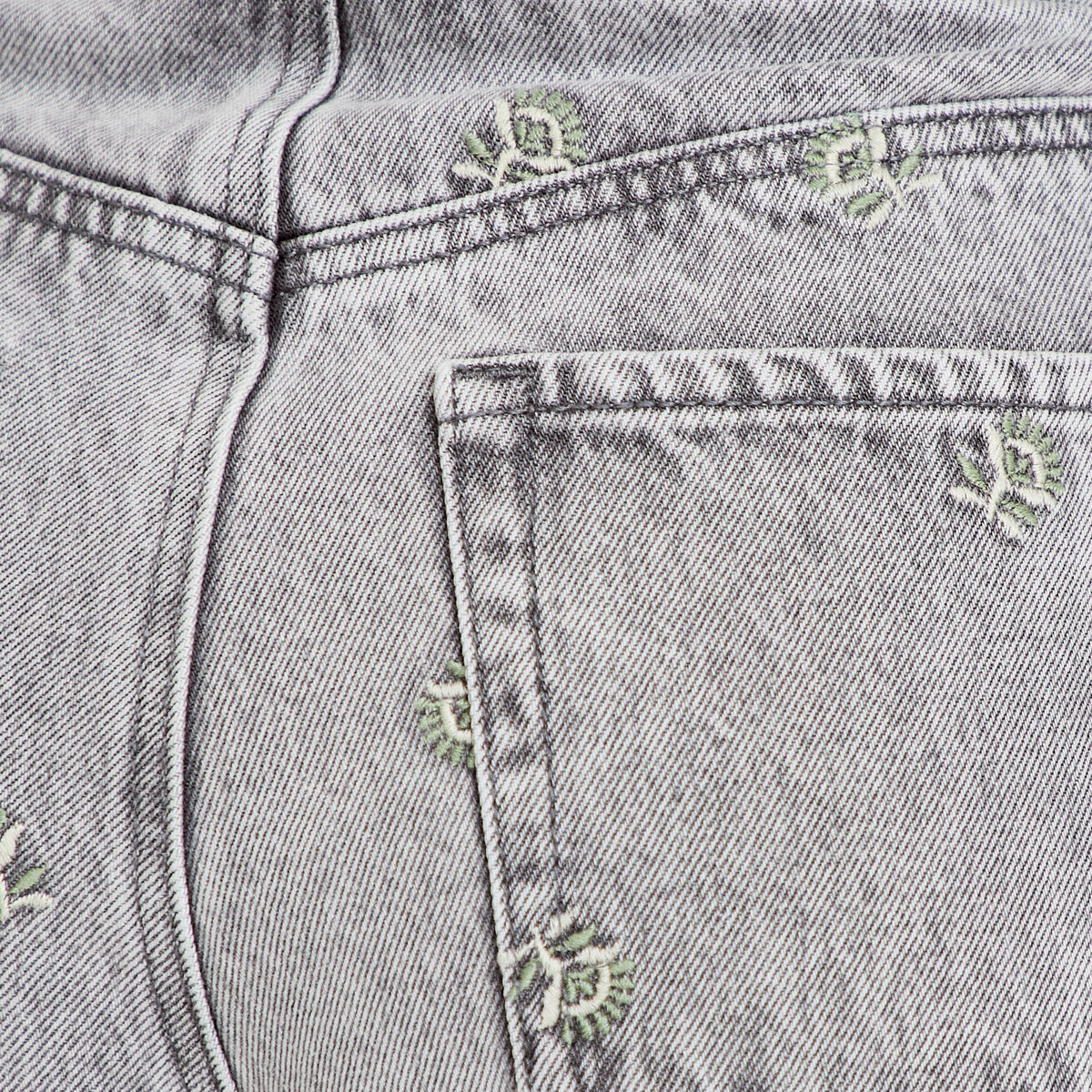 Jupe-short trap&egrave;ze courte taille haute denim gris femme