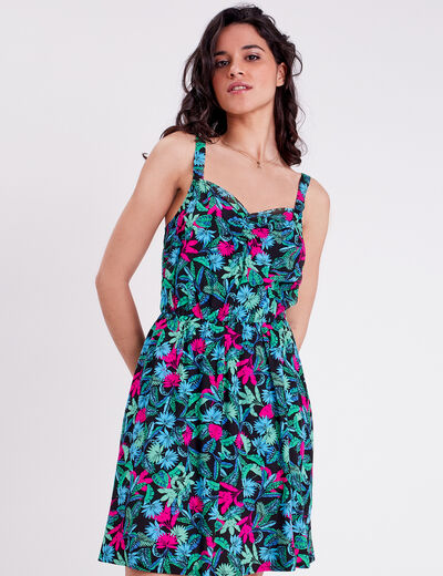 Robe courte &eacute;vas&eacute;e noir femme