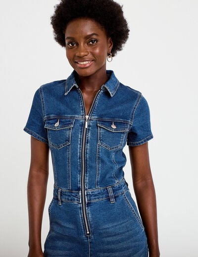 Combinaison pantalon en jean denim double stone femme