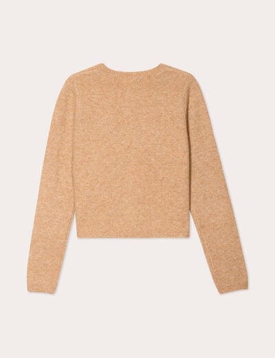 Gilet boutonn&eacute; manches longues taupe femme