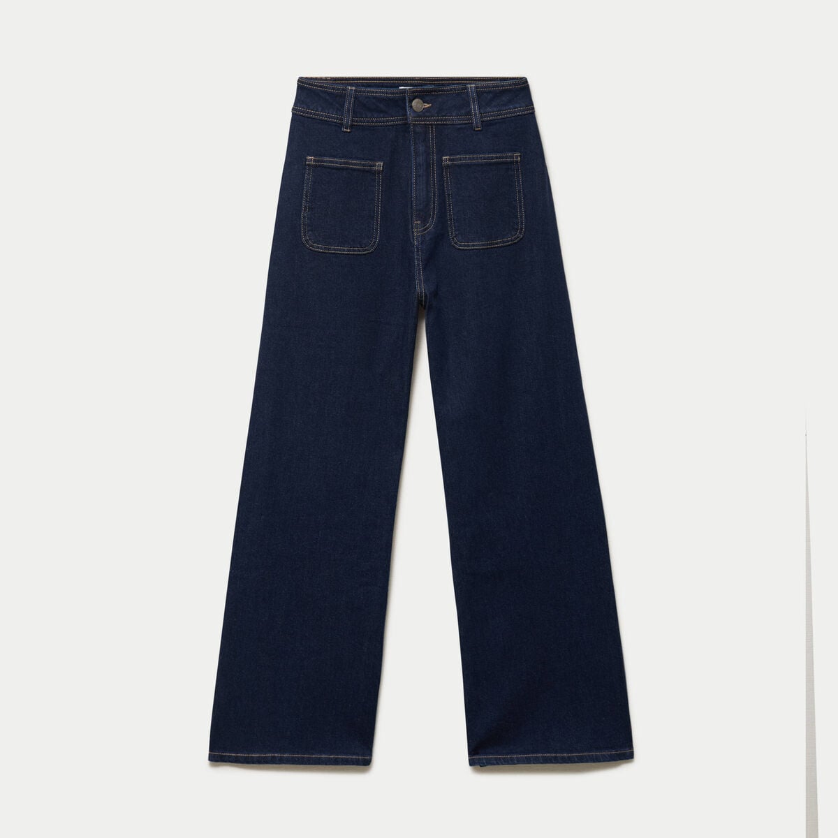Jean wide leg cropped taille haute denim brut femme