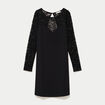 Robe bi-mati&egrave;re courte col rond noir femme