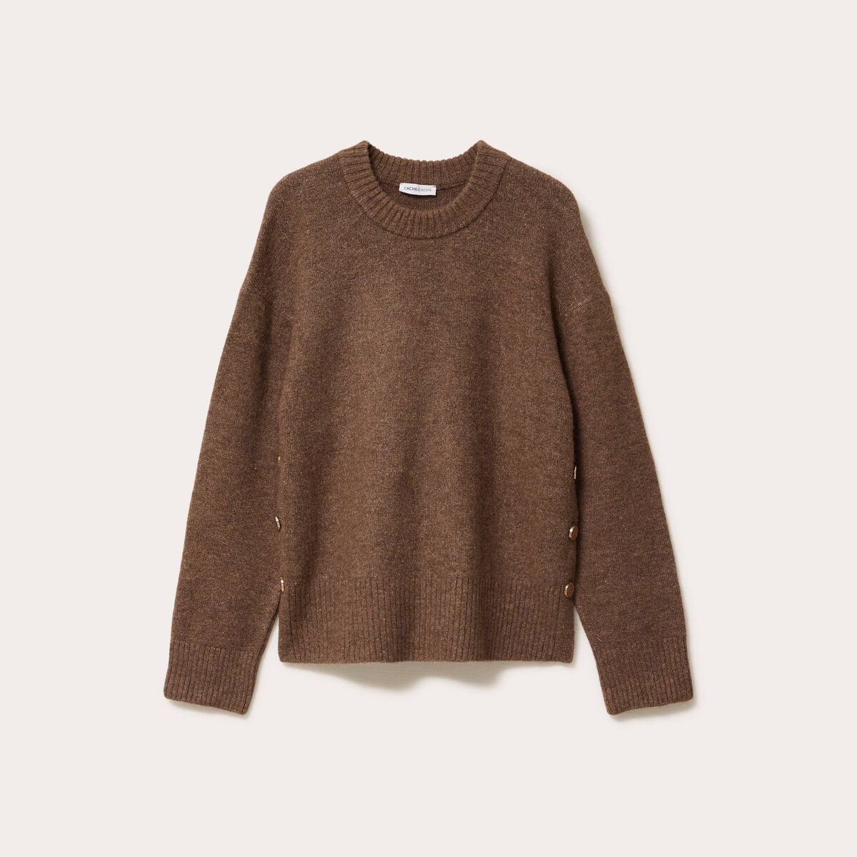 Pull manches longues marron clair femme