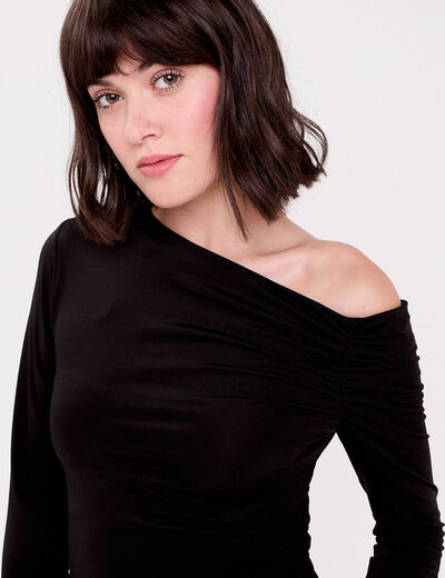 T-shirt ajust&eacute; manches longues noir femme