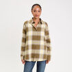 Chemise oversize manches longues vert femme