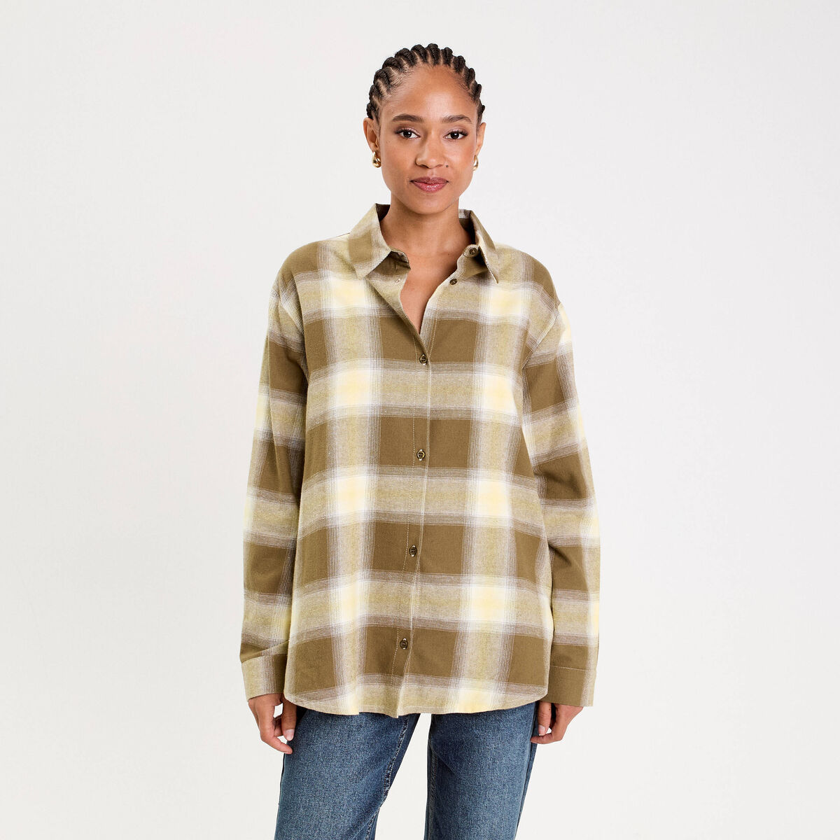 Chemise oversize manches longues vert femme