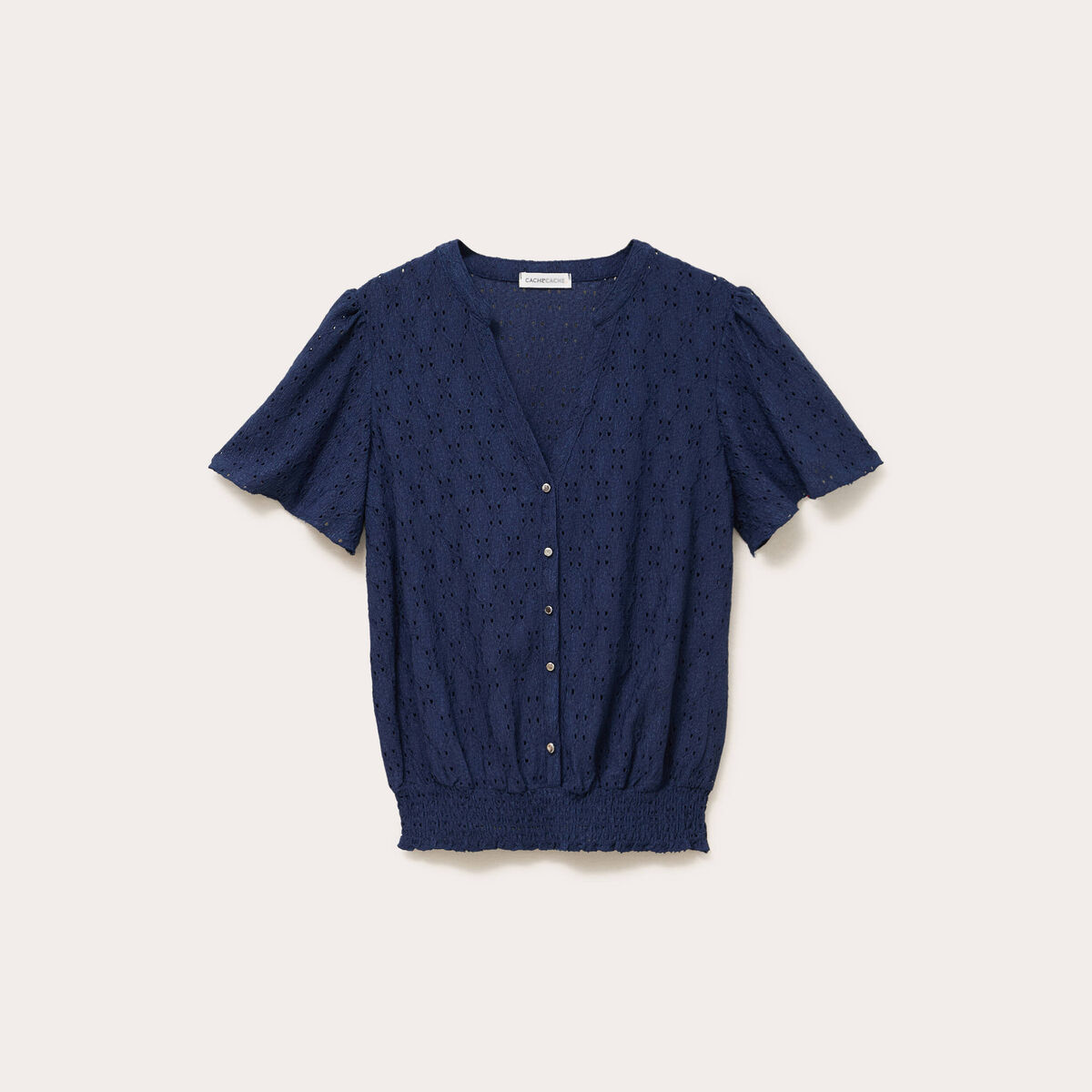 T-shirt manches courtes bleu fonc&eacute; femme