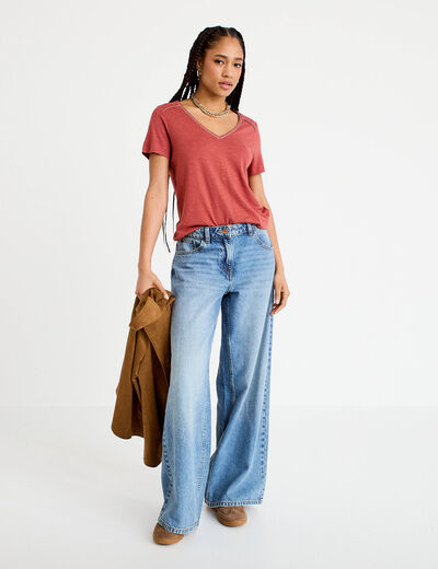 T-shirt manches courtes vieux rose femme