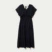 Robe &eacute;vas&eacute;e 3/4 col v manches courtes noir femme