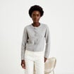 Gilet manches longues col rond gris clair femme