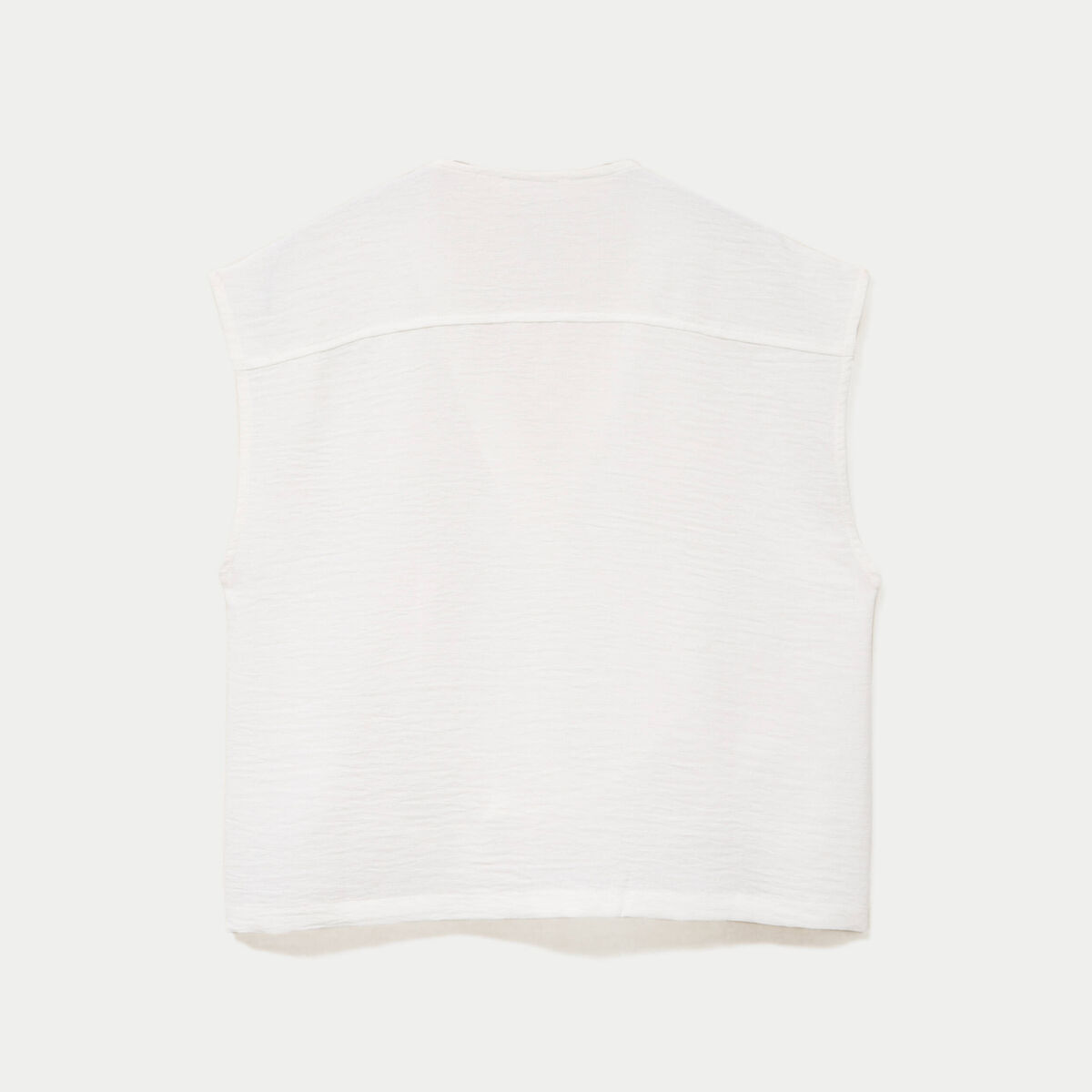 Blouse droite sans manches col v ecru femme