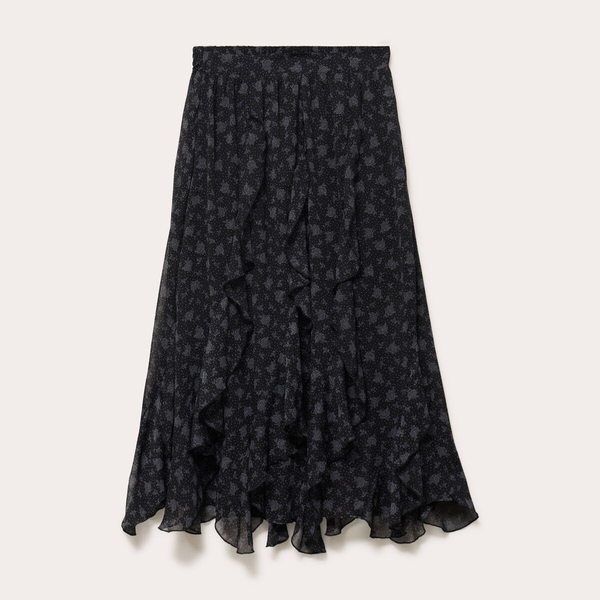Jupon &eacute;vas&eacute; longueur 3/4 en voile noir femme